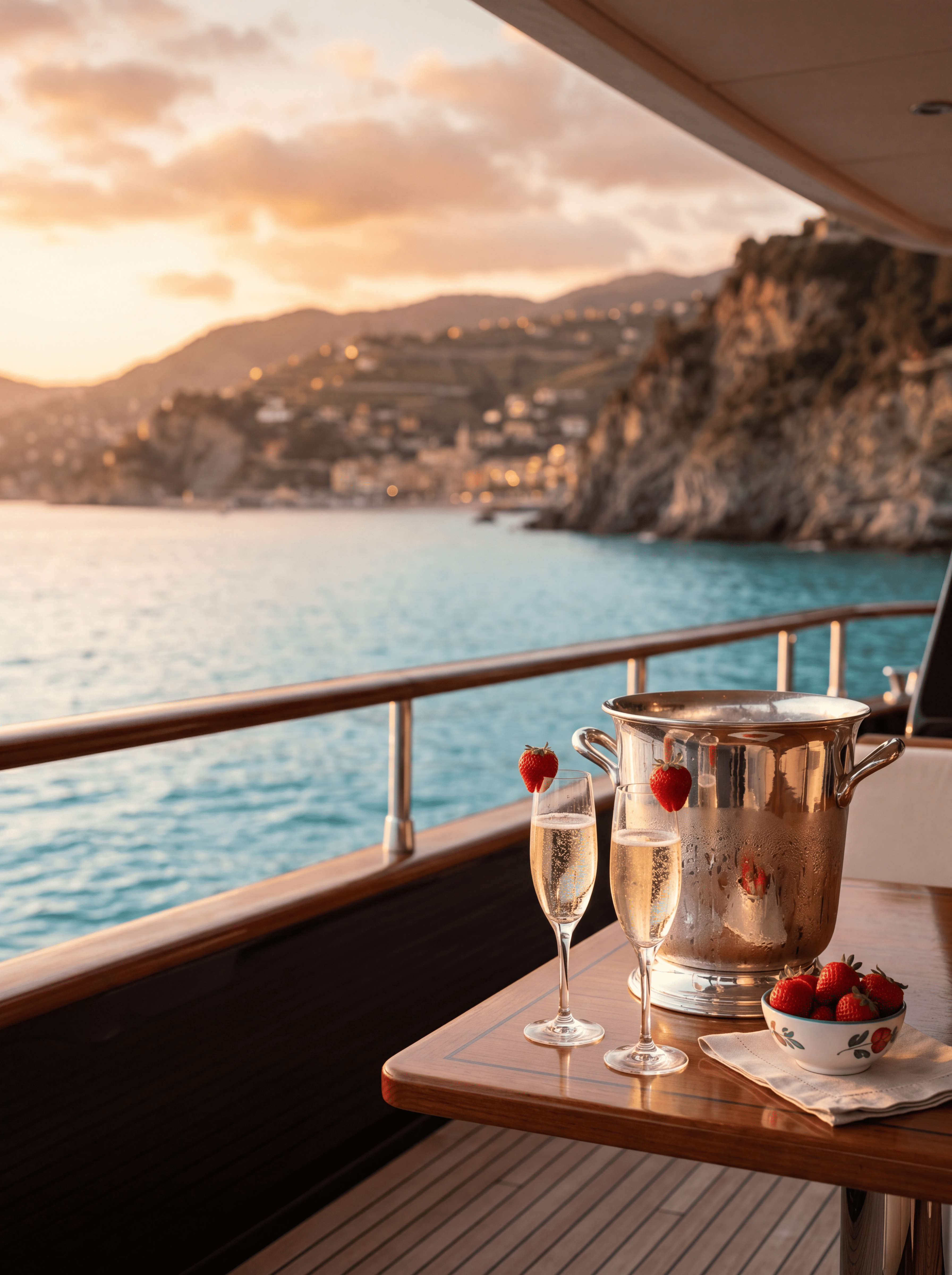 Brindisi al tramonto su yacht — Sanremo